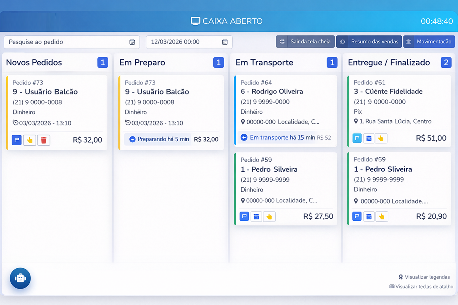 Tela principal do sistema Jet Tech 